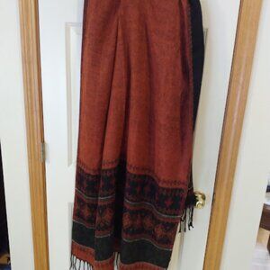 Steve Madden: Large scarf/wrap with fringe. Earth tone colors